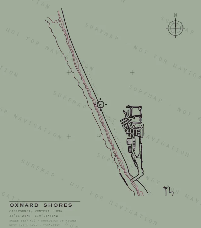 Oxnard Shores chart, the full artwork printed on the back