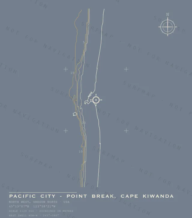 Pacific City - Point Break, Cape Kiwanda chart, the full artwork printed on the back