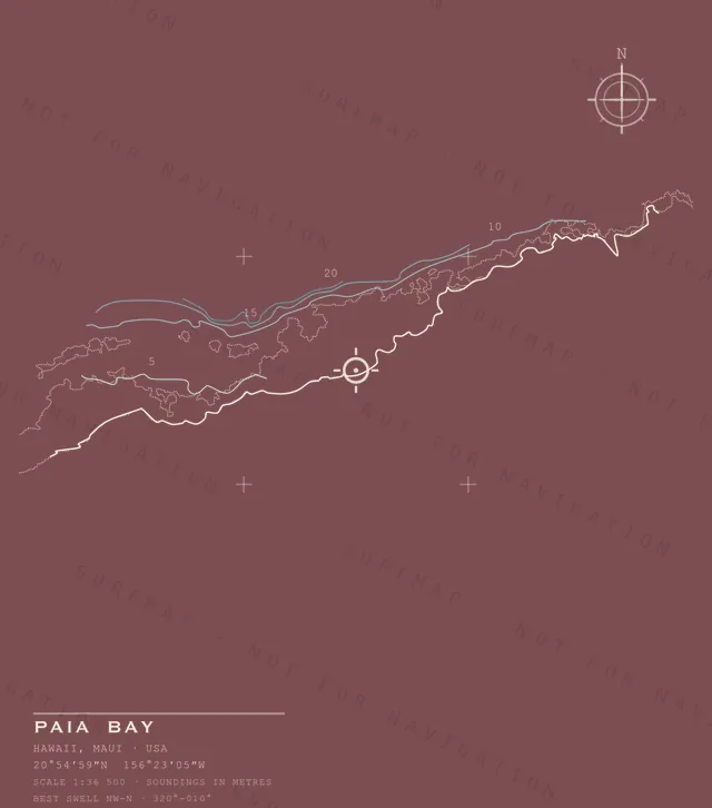 Paia Bay chart, the full artwork printed on the back