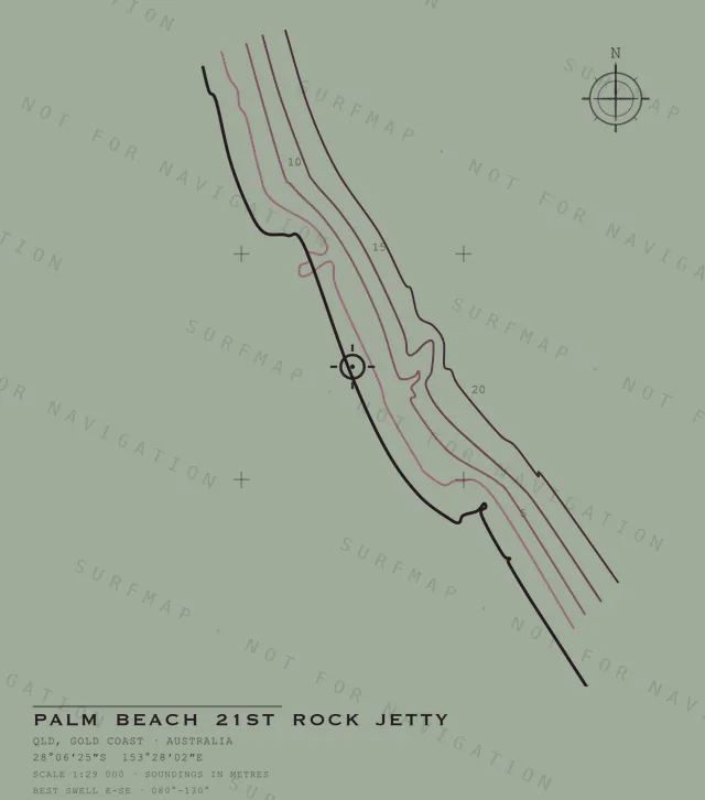 Palm Beach 21st Rock Jetty chart, the full artwork printed on the back