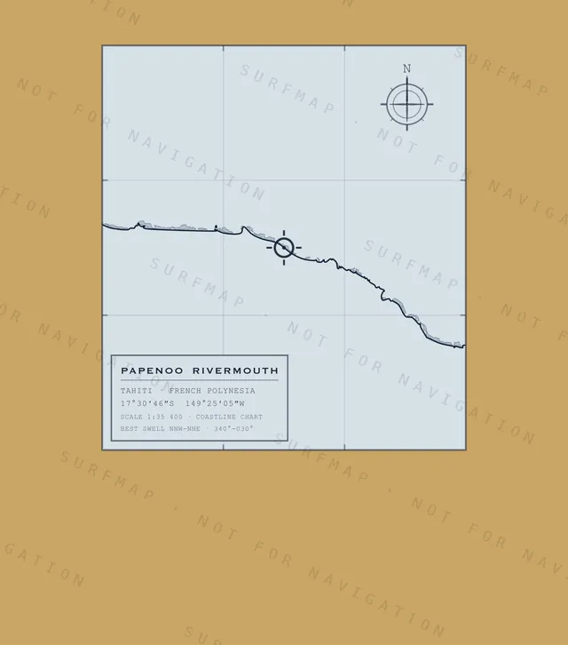 Papenoo Rivermouth chart, the full artwork printed on the back