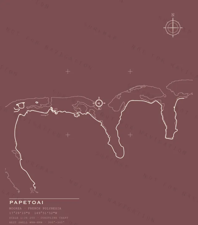 Papetoai chart, the full artwork printed on the back