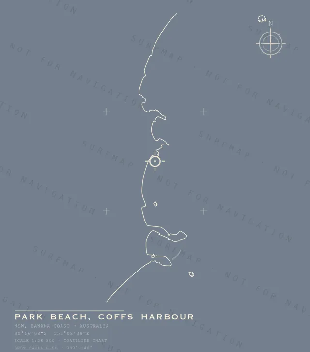 Park Beach, Coffs Harbour chart, the full artwork printed on the back
