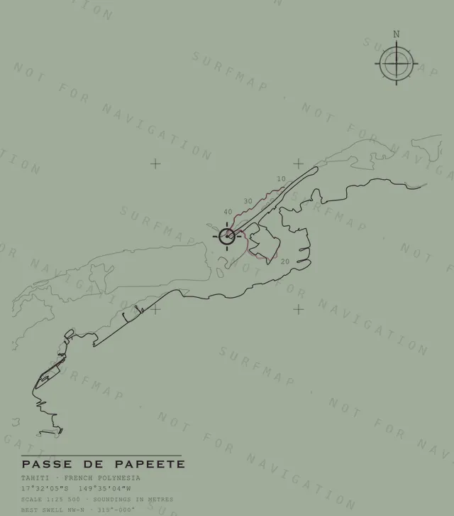 Passe de Papeete chart, the full artwork printed on the back
