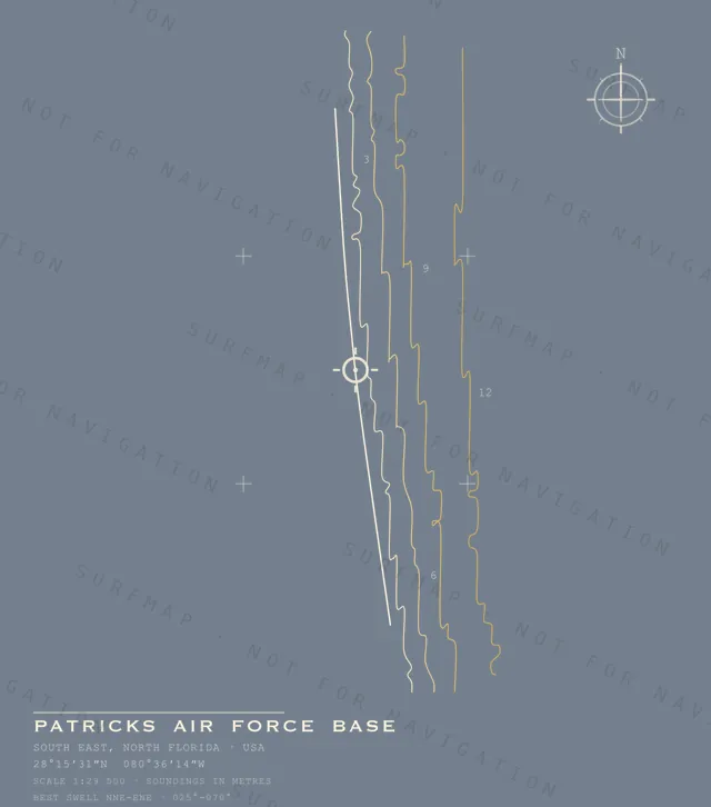 Patricks Air Force Base chart, the full artwork printed on the back