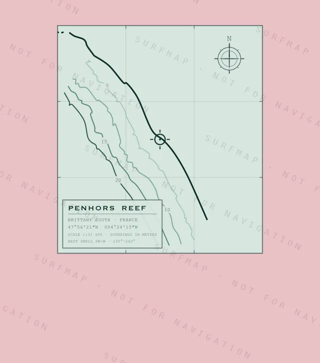 Penhors Reef chart, the full artwork printed on the back