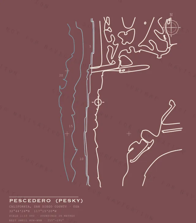 Pescedero (Pesky) chart, the full artwork printed on the back