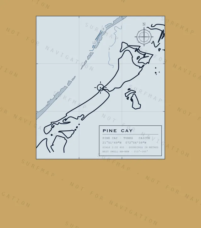 Pine Cay chart, the full artwork printed on the back