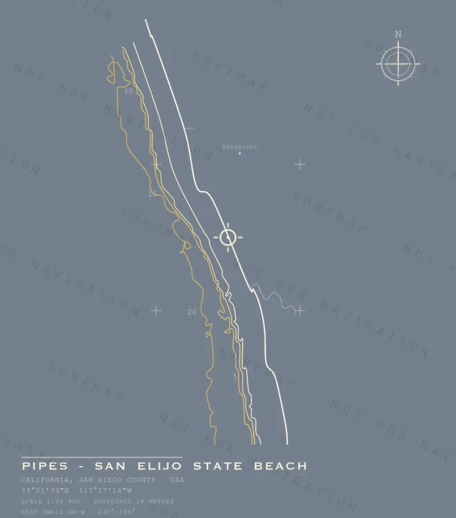 Pipes - San Elijo State Beach chart, the full artwork printed on the back