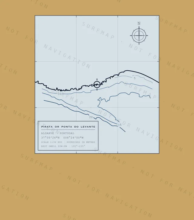 Pirata or Ponta do Levante chart, the full artwork printed on the back