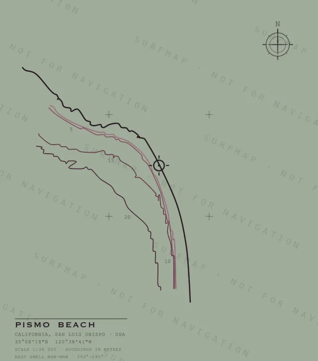 Pismo Beach chart, the full artwork printed on the back