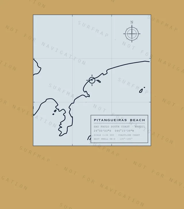 Pitangueiras Beach chart, the full artwork printed on the back