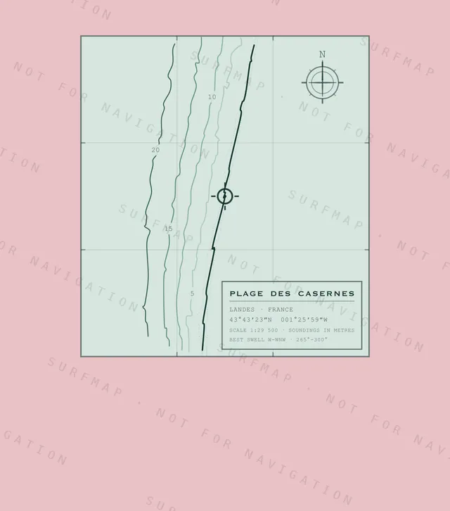 Plage des Casernes chart, the full artwork printed on the back