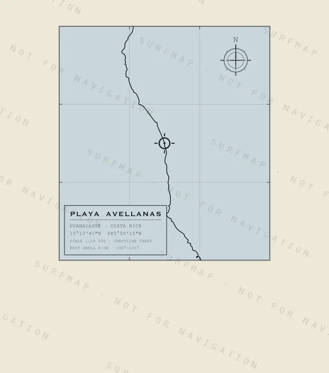 Playa Avellanas chart, the full artwork printed on the back