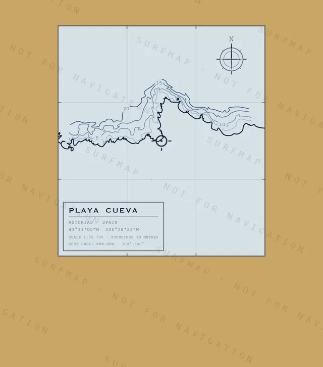Playa Cueva chart, the full artwork printed on the back