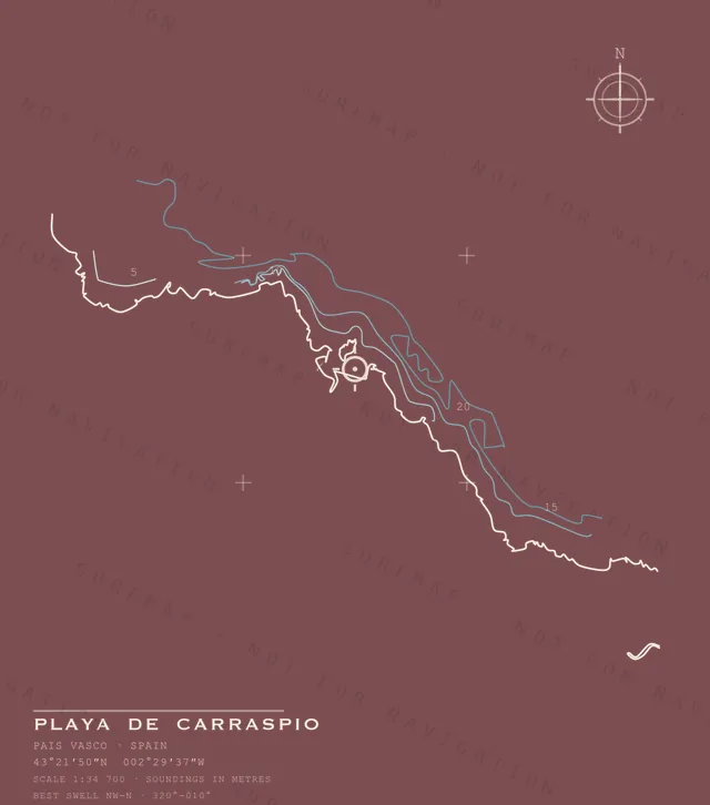 Playa de Carraspio chart, the full artwork printed on the back