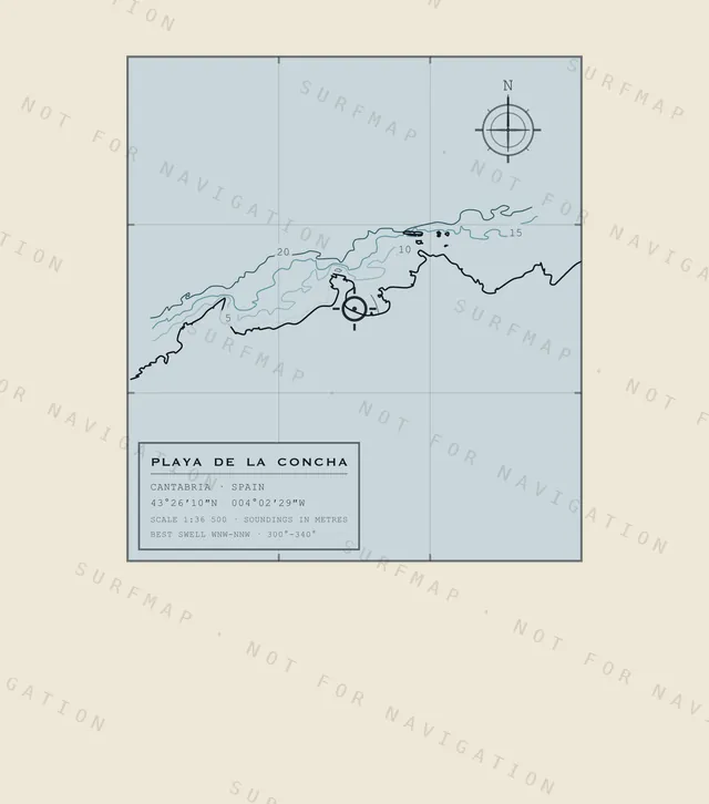 Playa de La Concha chart, the full artwork printed on the back