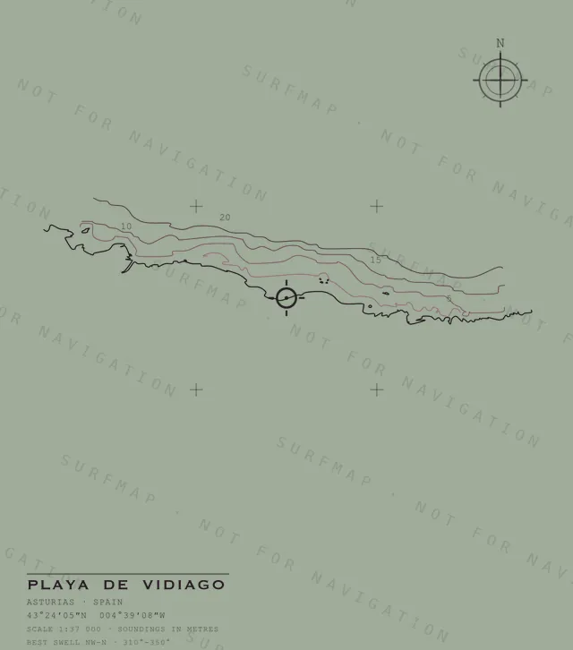 Playa de Vidiago chart, the full artwork printed on the back