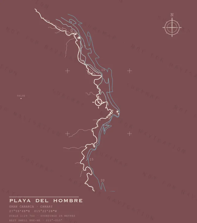 Playa del Hombre chart, the full artwork printed on the back