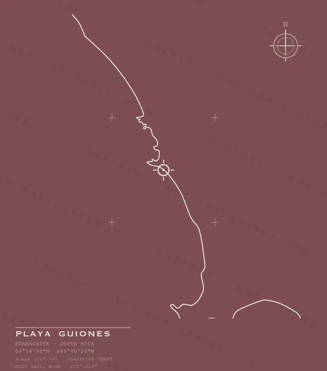 Playa Guiones chart, the full artwork printed on the back