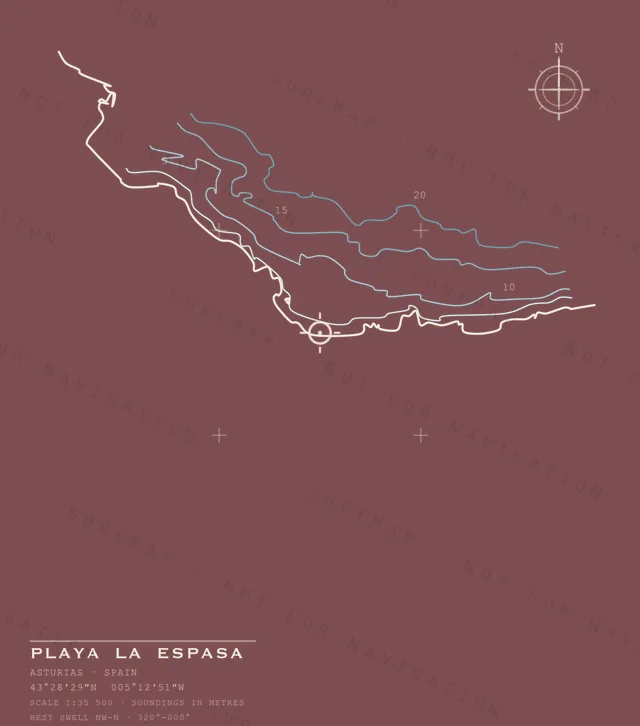Playa La Espasa chart, the full artwork printed on the back