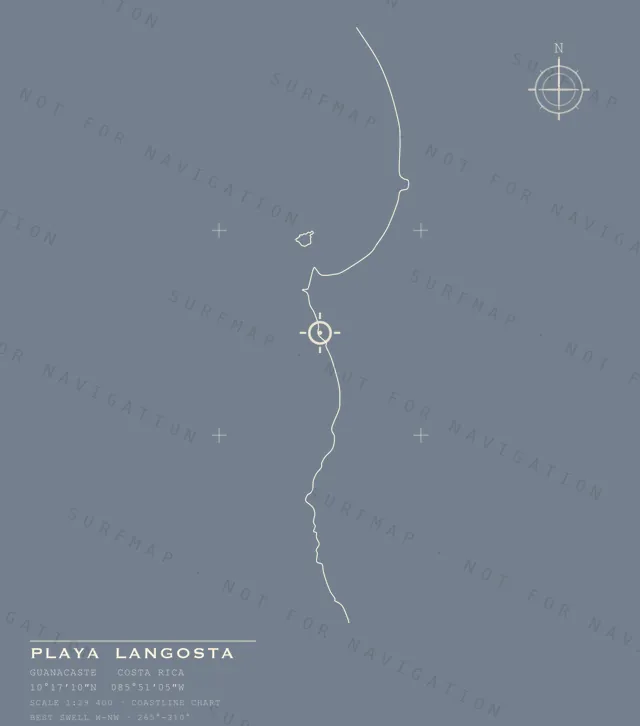 Playa Langosta chart, the full artwork printed on the back