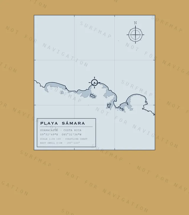 Playa Sámara chart, the full artwork printed on the back