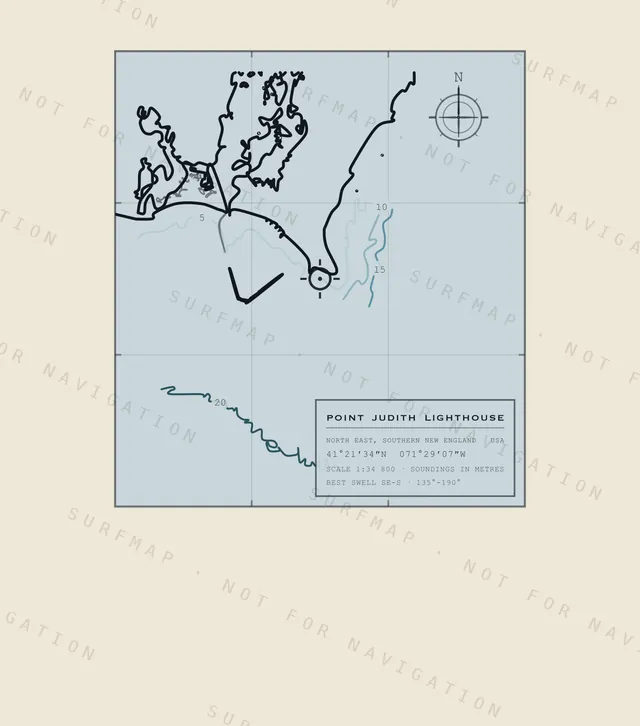 Point Judith Lighthouse chart, the full artwork printed on the back