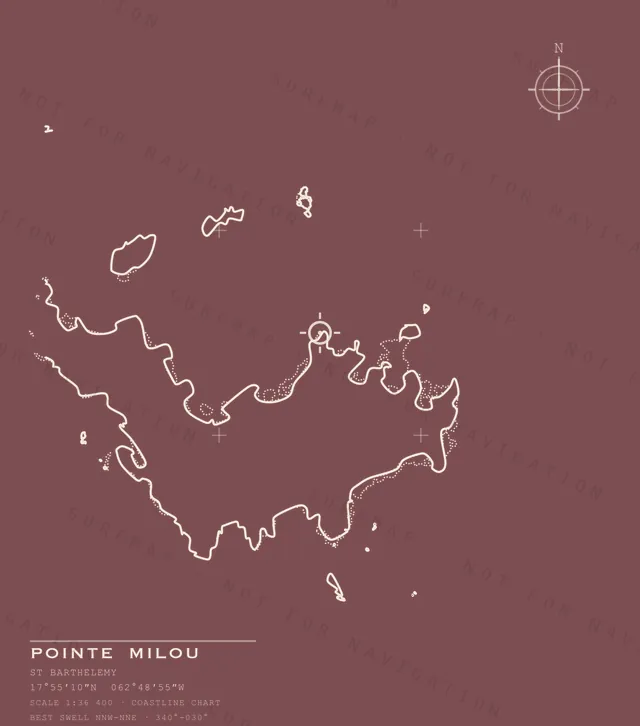 Pointe Milou chart, the full artwork printed on the back