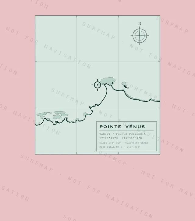 Pointe Vénus chart, the full artwork printed on the back