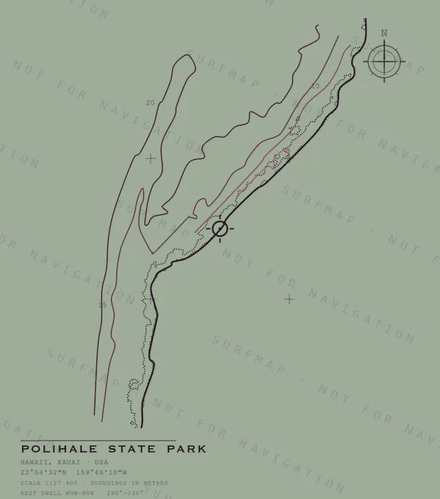 Polihale State Park chart, the full artwork printed on the back