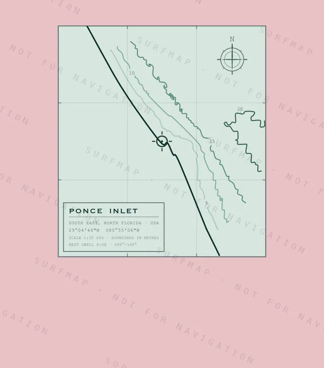 Ponce Inlet chart, the full artwork printed on the back