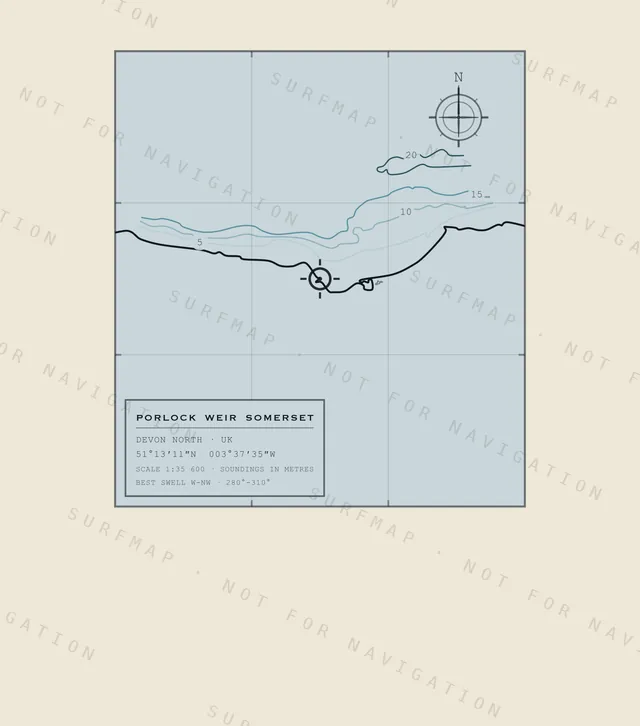 Porlock Weir Somerset chart, the full artwork printed on the back