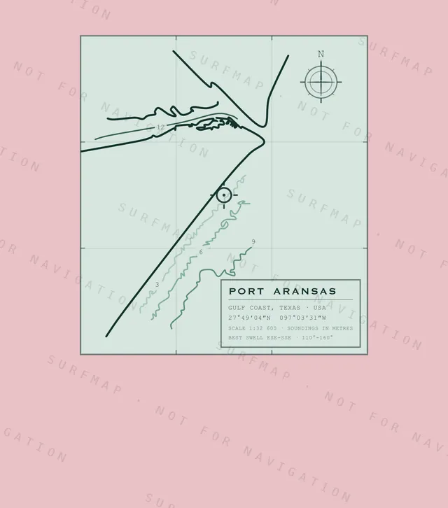 Port Aransas chart, the full artwork printed on the back