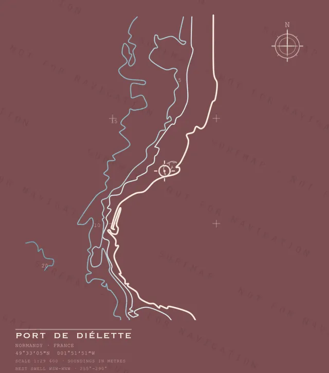 Port de Diélette chart, the full artwork printed on the back