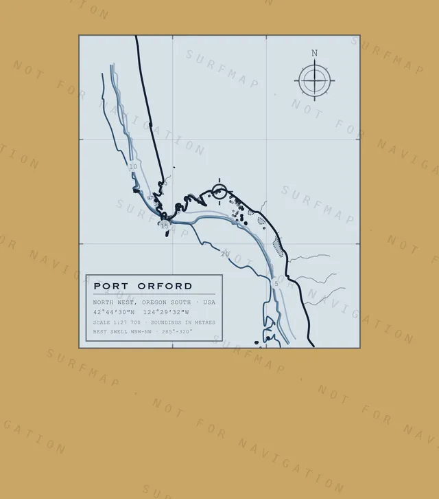Port Orford chart, the full artwork printed on the back