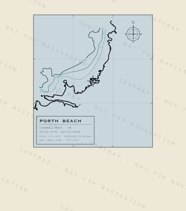 Porth Beach chart, the full artwork printed on the back