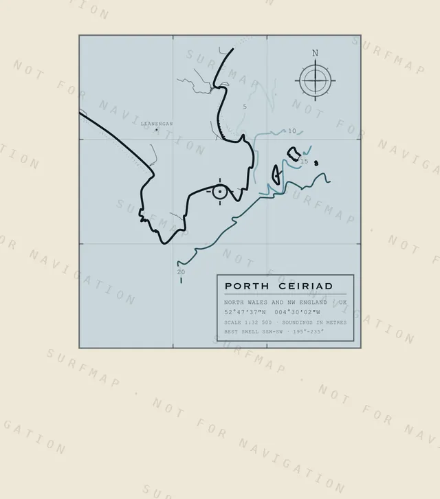 Porth Ceiriad chart, the full artwork printed on the back