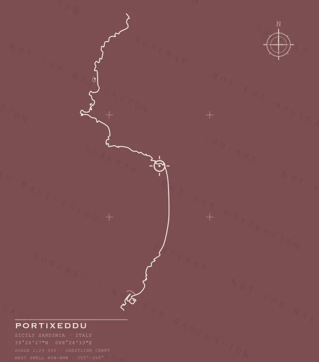 Portixeddu chart, the full artwork printed on the back