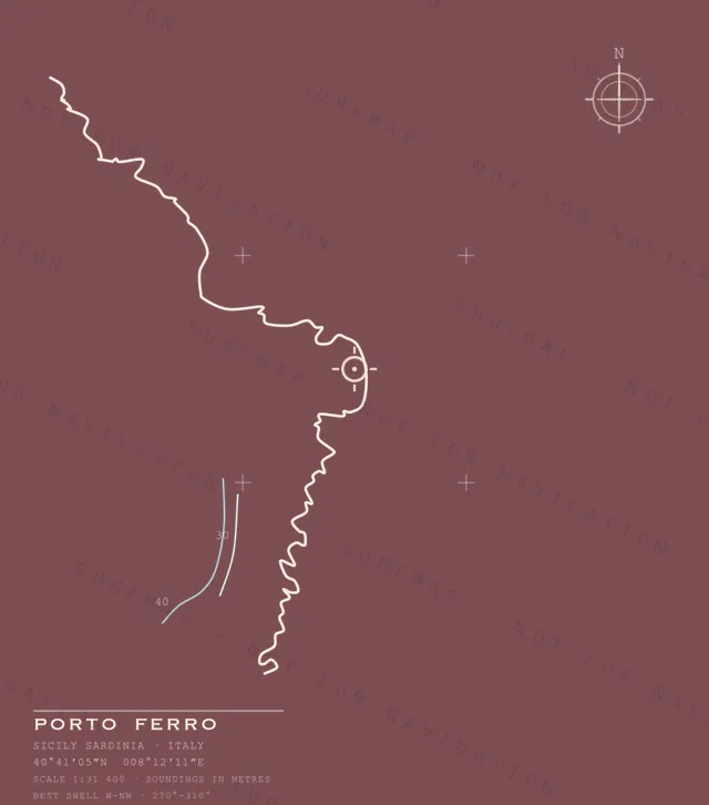 Porto Ferro chart, the full artwork printed on the back