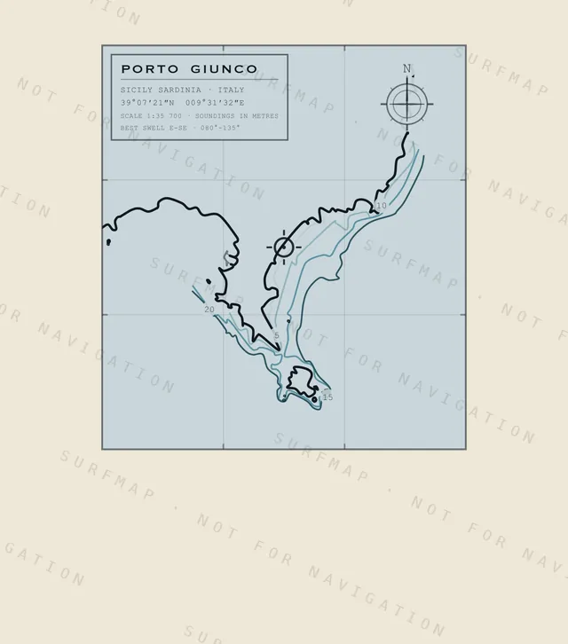 Porto Giunco chart, the full artwork printed on the back