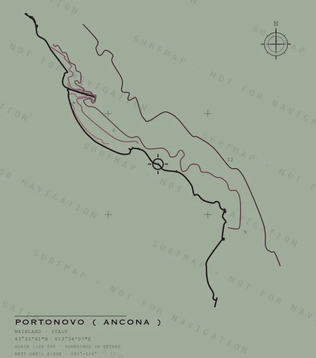Portonovo ( Ancona ) chart, the full artwork printed on the back