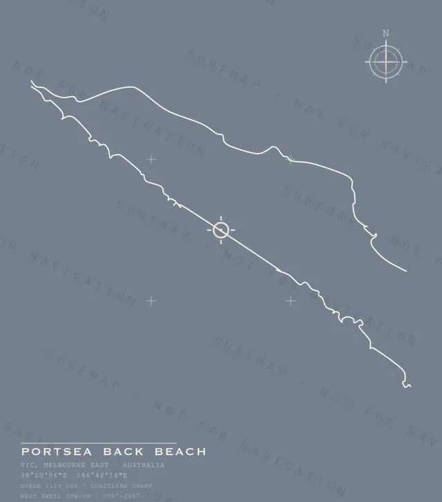 Portsea Back Beach chart, the full artwork printed on the back