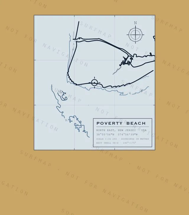 Poverty Beach chart, the full artwork printed on the back