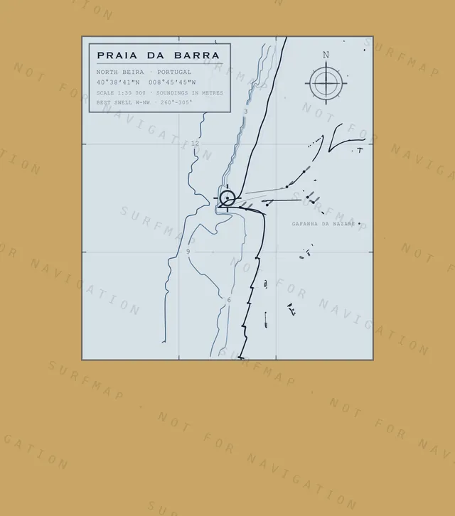 Praia da Barra chart, the full artwork printed on the back