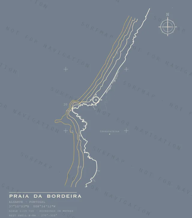 Praia da Bordeira chart, the full artwork printed on the back