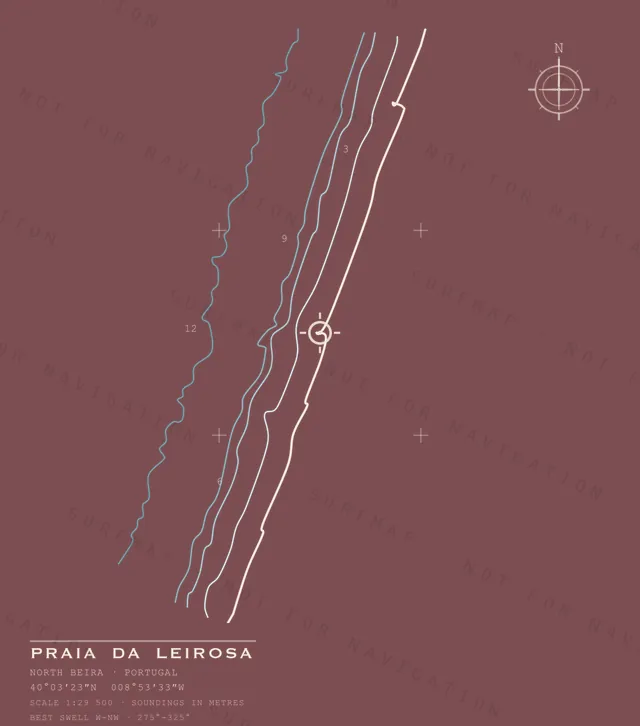 Praia da Leirosa chart, the full artwork printed on the back