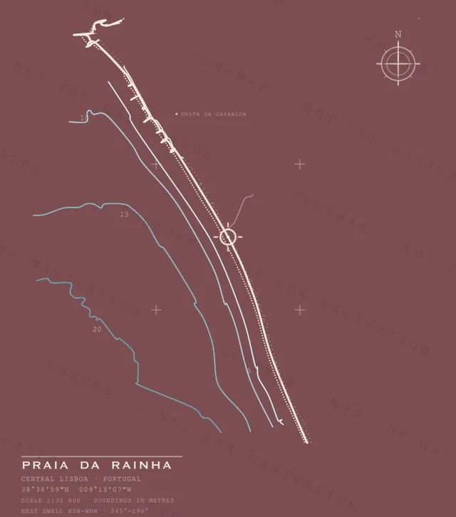 Praia da Rainha chart, the full artwork printed on the back