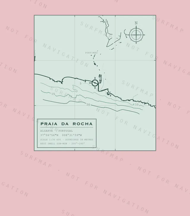 Praia da Rocha chart, the full artwork printed on the back