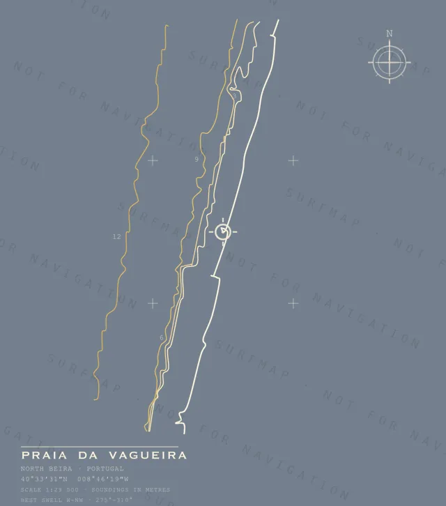 Praia da Vagueira chart, the full artwork printed on the back